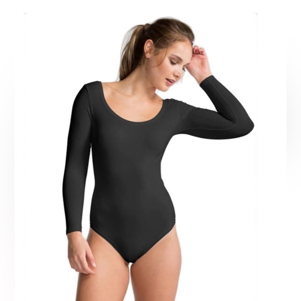 NWT Spanx The Base Long Sleeve Bodysuit in Black Size M